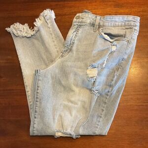 Sofia Jeans Bagi Boyfriend‎ Jeans Womens 14 Blue Light Wash Distressed Raw Hem